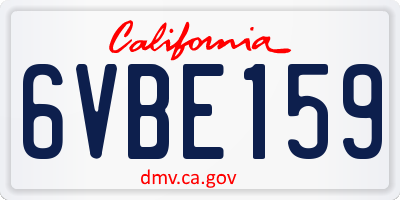 CA license plate 6VBE159