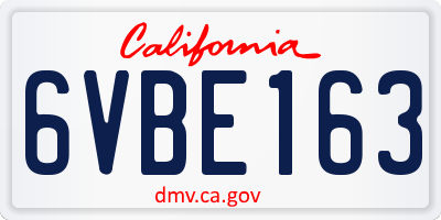 CA license plate 6VBE163