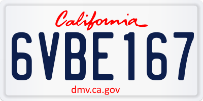 CA license plate 6VBE167