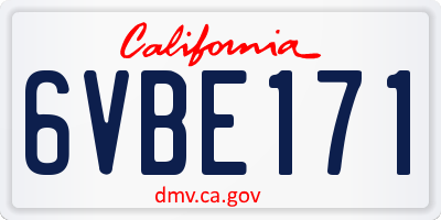 CA license plate 6VBE171