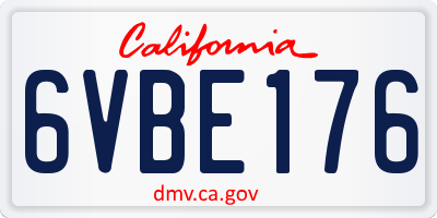 CA license plate 6VBE176