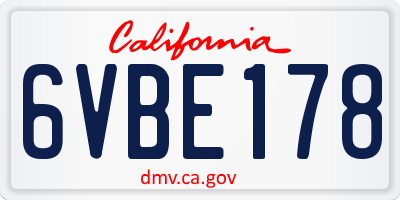CA license plate 6VBE178