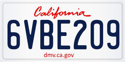 CA license plate 6VBE209