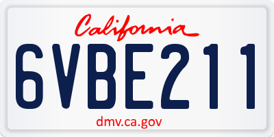 CA license plate 6VBE211