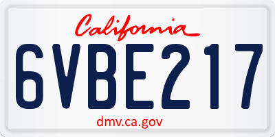 CA license plate 6VBE217