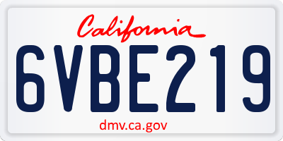 CA license plate 6VBE219