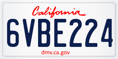 CA license plate 6VBE224