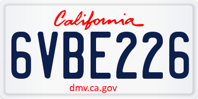 CA license plate 6VBE226