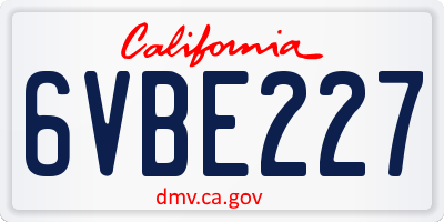 CA license plate 6VBE227