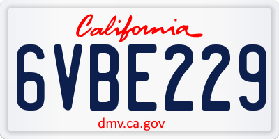 CA license plate 6VBE229