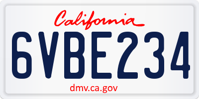 CA license plate 6VBE234