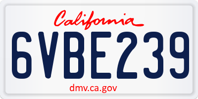 CA license plate 6VBE239