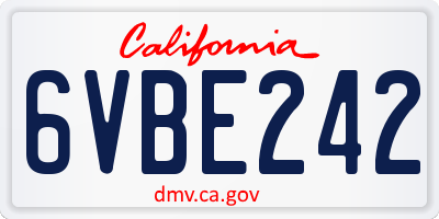 CA license plate 6VBE242