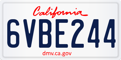 CA license plate 6VBE244
