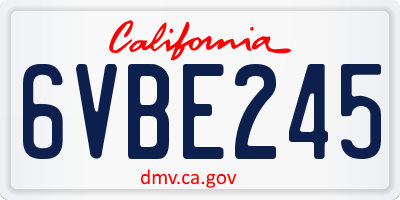 CA license plate 6VBE245