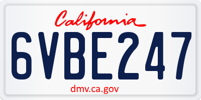 CA license plate 6VBE247