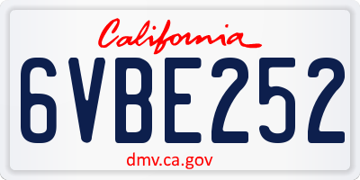 CA license plate 6VBE252
