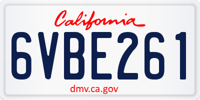 CA license plate 6VBE261