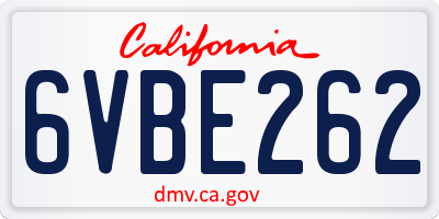 CA license plate 6VBE262