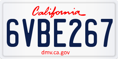 CA license plate 6VBE267