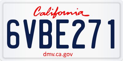 CA license plate 6VBE271