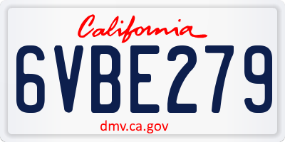 CA license plate 6VBE279