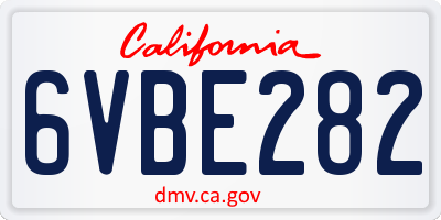 CA license plate 6VBE282