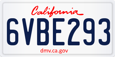 CA license plate 6VBE293