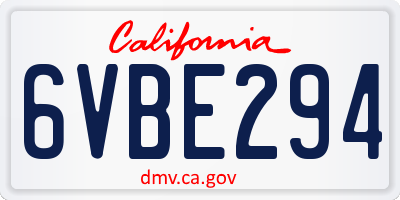 CA license plate 6VBE294