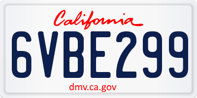 CA license plate 6VBE299