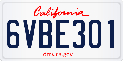 CA license plate 6VBE301