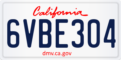 CA license plate 6VBE304