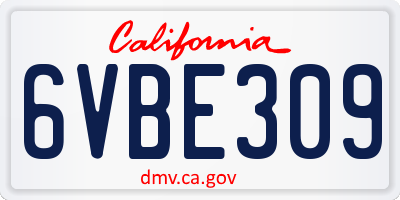 CA license plate 6VBE309