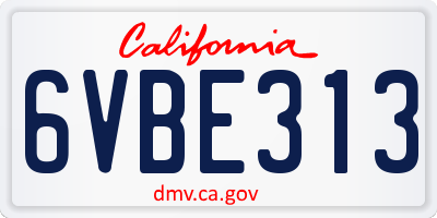 CA license plate 6VBE313