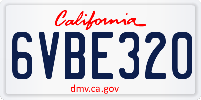 CA license plate 6VBE320
