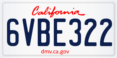 CA license plate 6VBE322