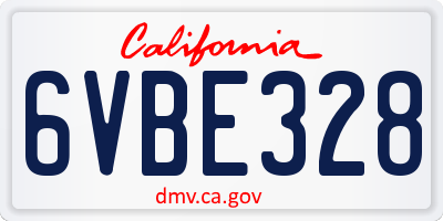 CA license plate 6VBE328