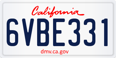 CA license plate 6VBE331