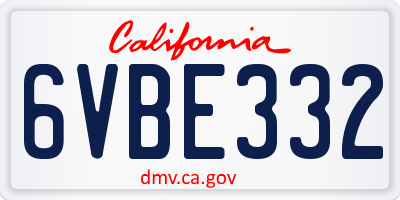 CA license plate 6VBE332