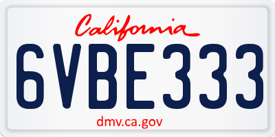 CA license plate 6VBE333