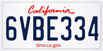 CA license plate 6VBE334