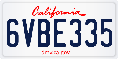 CA license plate 6VBE335