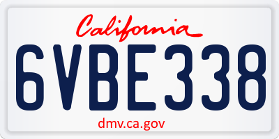 CA license plate 6VBE338