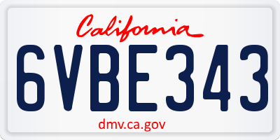 CA license plate 6VBE343