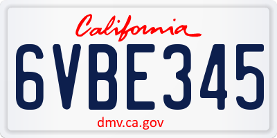CA license plate 6VBE345
