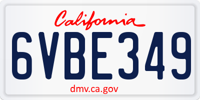 CA license plate 6VBE349