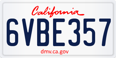 CA license plate 6VBE357