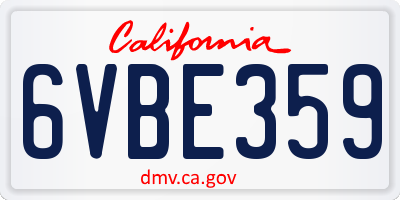 CA license plate 6VBE359