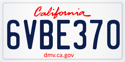 CA license plate 6VBE370