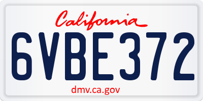 CA license plate 6VBE372